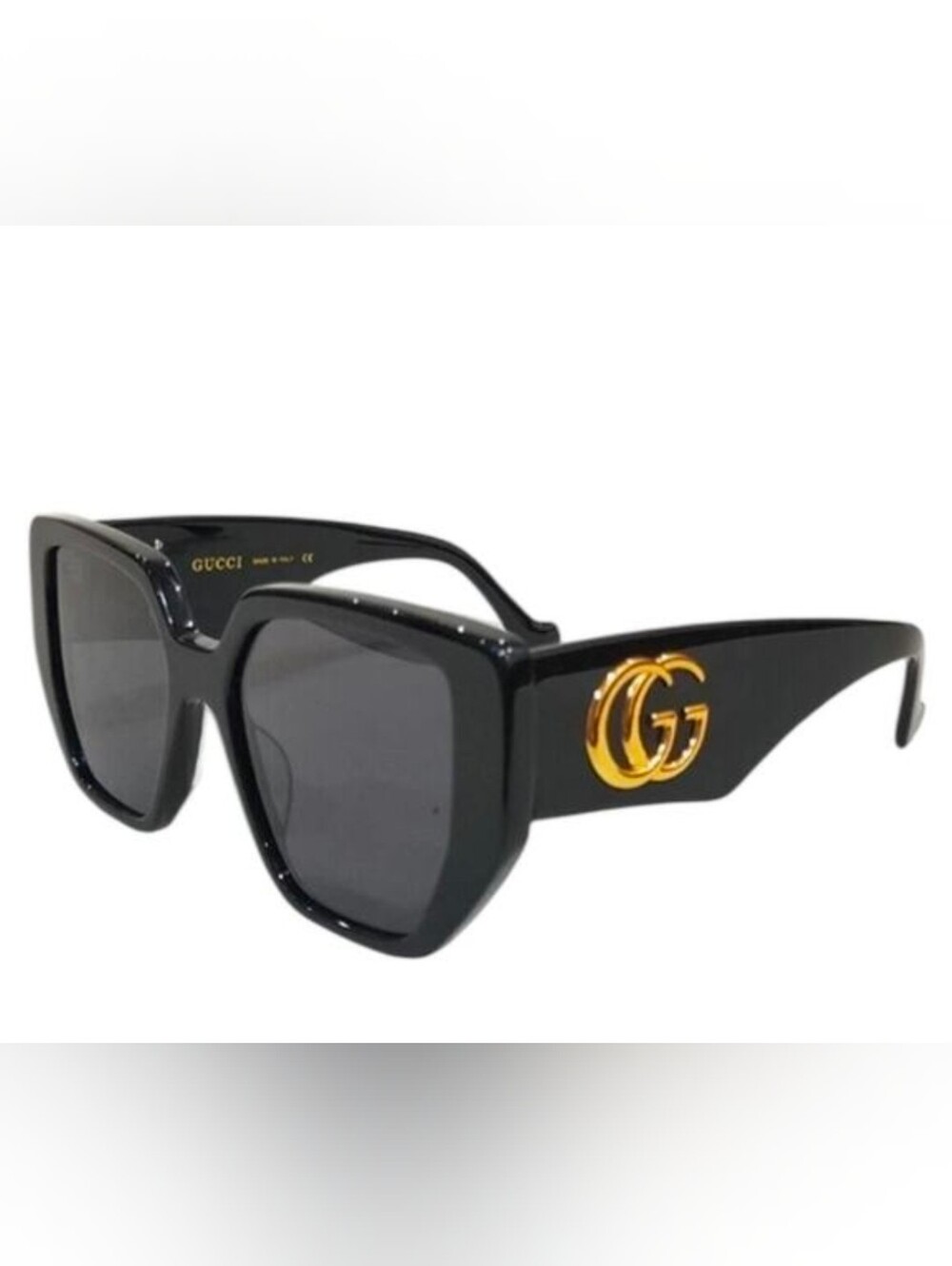 Gucci Oversized Black Square Sunglasses with Gold GG Logo